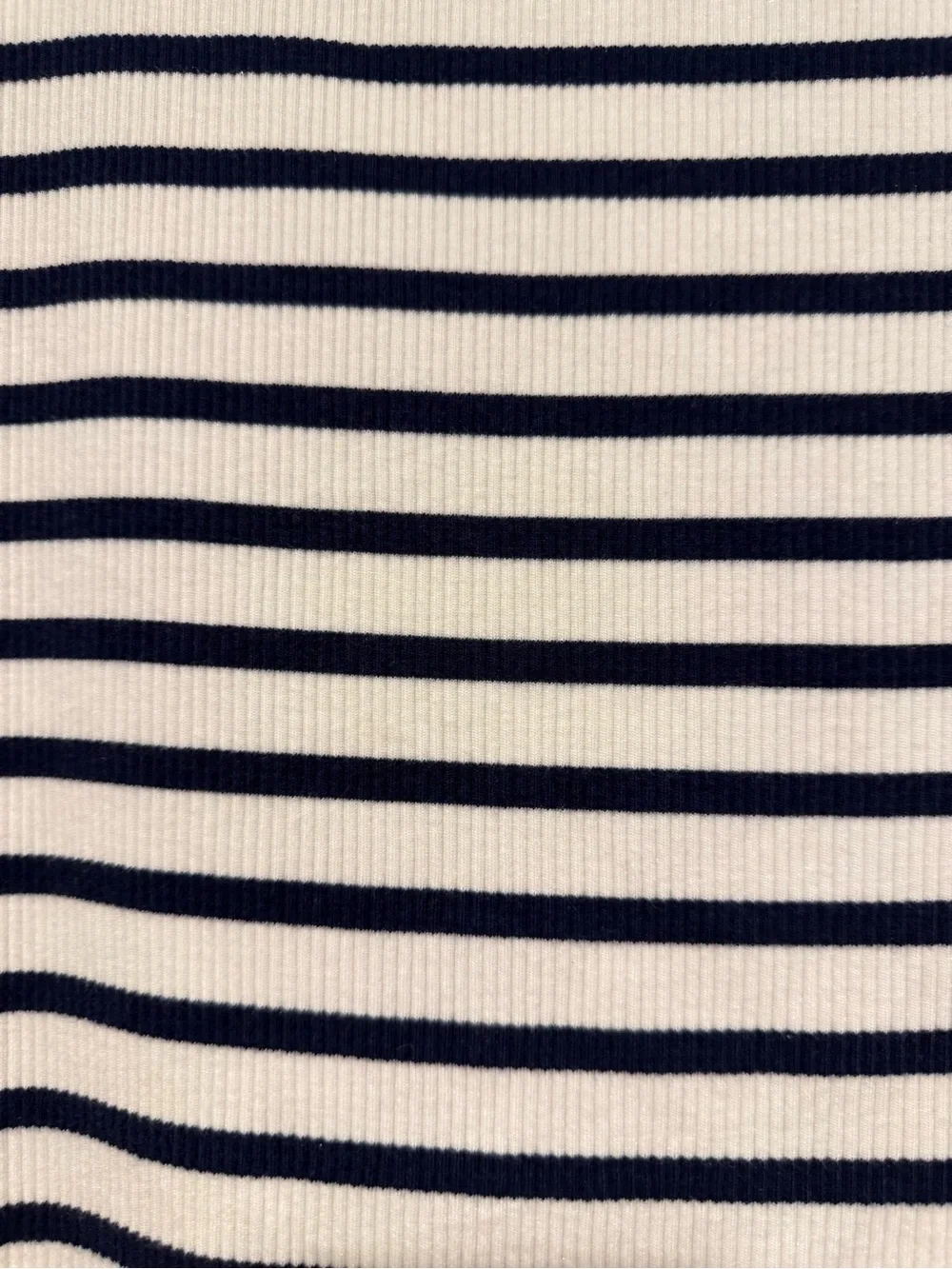 J Crew Ribbed Striped  Navy Blue / White Henley Top with Cotton Puffy Sleeves XL
